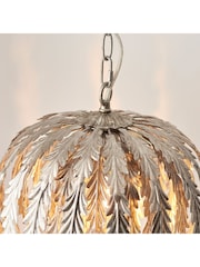 Gallery Home Silver Daphnie Silver Leaf 1 Bulb Pendant Ceiling Light - Image 6 of 9