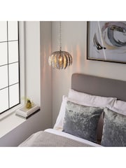 Gallery Home Silver Daphnie Silver Leaf 1 Bulb Pendant Ceiling Light - Image 7 of 9
