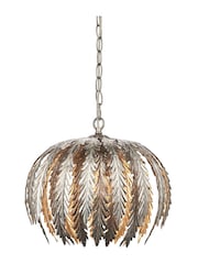 Gallery Home Silver Daphnie Silver Leaf 1 Bulb Pendant Ceiling Light - Image 9 of 9