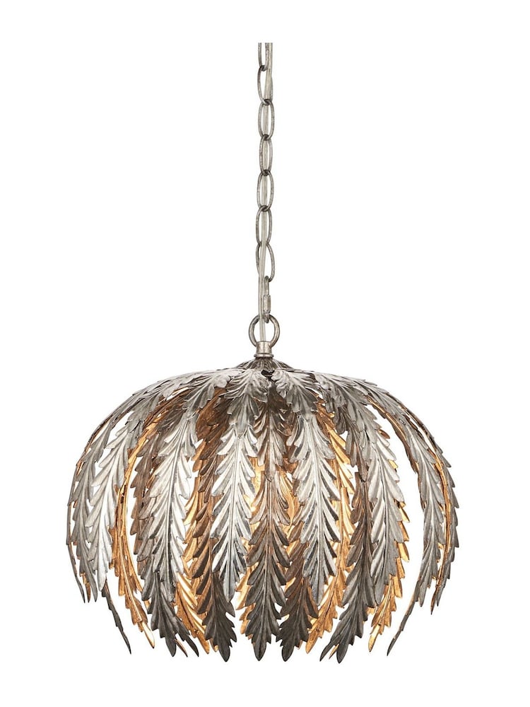Gallery Home Silver Daphnie Silver Leaf 1 Bulb Pendant Ceiling Light - Image 9 of 9 Gallery Home Silver Daphnie Silver Leaf 1 Bulb Pendant Ceiling Light - Image 9 of 9