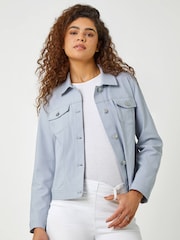 Roman Light Grey Stretch Denim Jacket - Image 1 of 5