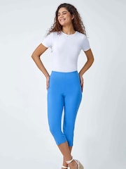 Roman Blue Cropped Stretch Trousers - Image 3 of 5