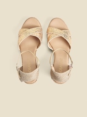 Sosandar Gold Ankle Strap High Wedges Espadrilles - Image 2 of 3