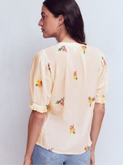 Boden Cream Camille Short Sleeve Top - Image 3 of 5