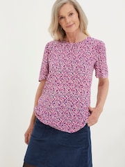 FatFace Pink Lyndy Textured Animal Blouse - Image 1 of 5
