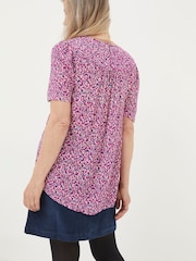 FatFace Pink Lyndy Textured Animal Blouse - Image 2 of 5