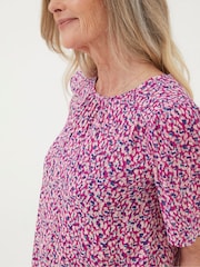 FatFace Pink Lyndy Textured Animal Blouse - Image 3 of 5