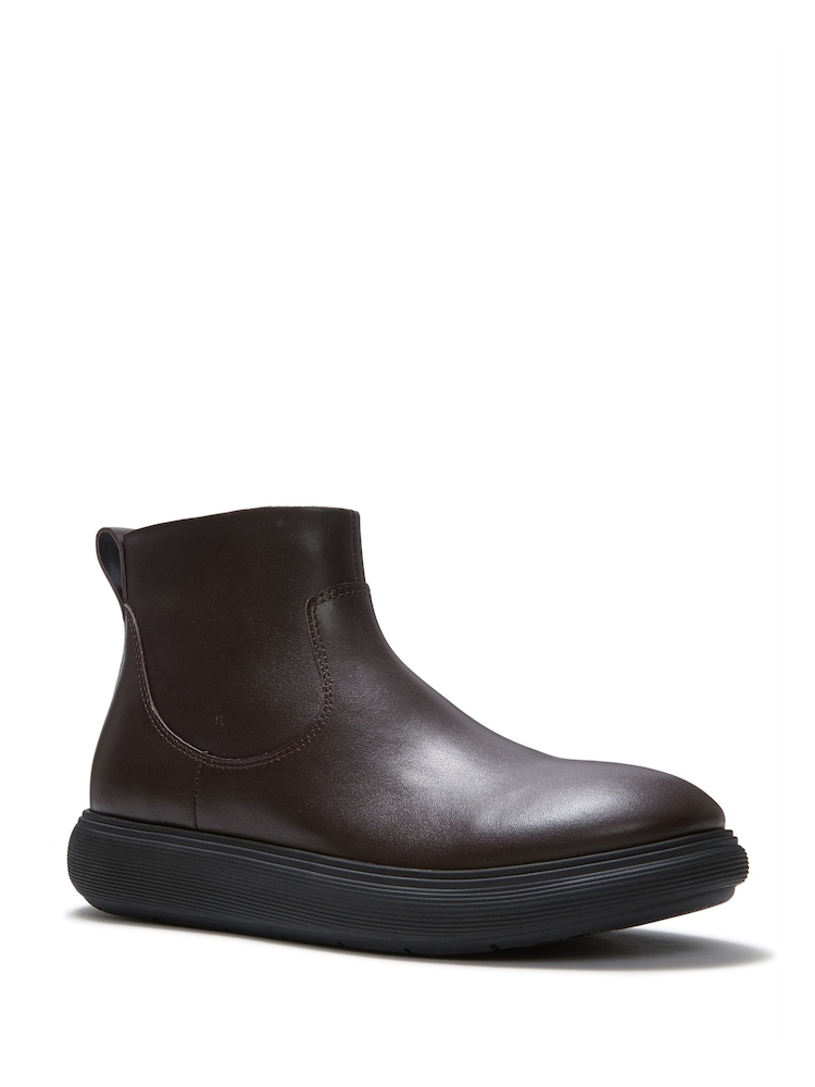 FitFlop Brown Iq-Comff Leather Zip Ankle Boots - Image 2 of 4
