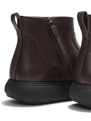 FitFlop Brown Iq-Comff Leather Zip Ankle Boots - Image 4 of 4