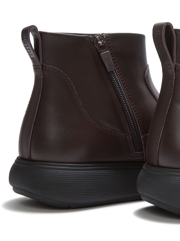 FitFlop Brown Iq-Comff Leather Zip Ankle Boots - Image 4 of 4