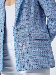 Roman Blue Frayed Edge Boucle Check Jacket - Image 5 of 5