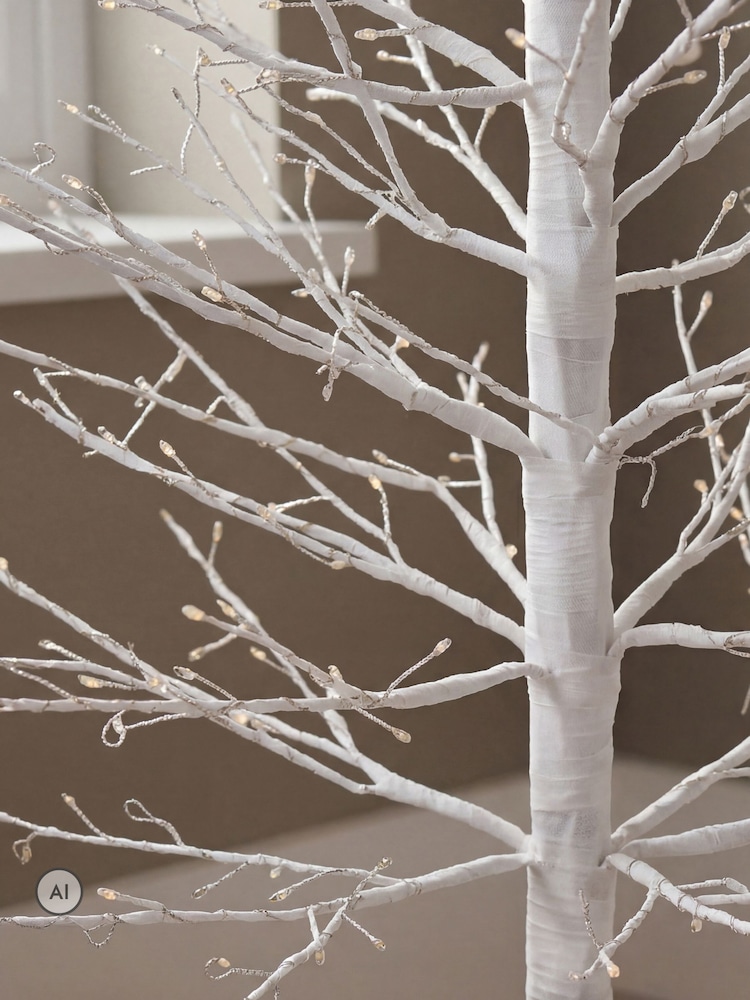 Charles Bentley White Prelit Twig 4ft Christmas Tree In Pot With 400 Twinkling LEDS - Image 2 of 6 Charles Bentley White Prelit Twig 4ft Christmas Tree In Pot With 400 Twinkling LEDS - Image 2 of 6