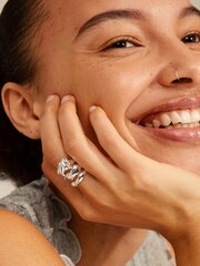 PILGRIM Silver Tone Anne Recycled Adjustable Ring 3-In-1 Set - Image 3 of 3