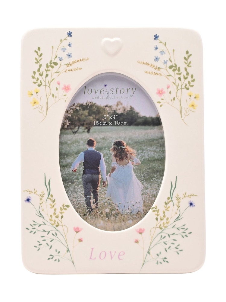 Widdop White Ceramic Photo Frame 4" x 6" Floral - Image 2 of 4