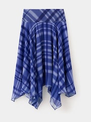 Mango Blue Check Asymetric Hem Midi Skirt - Image 6 of 8