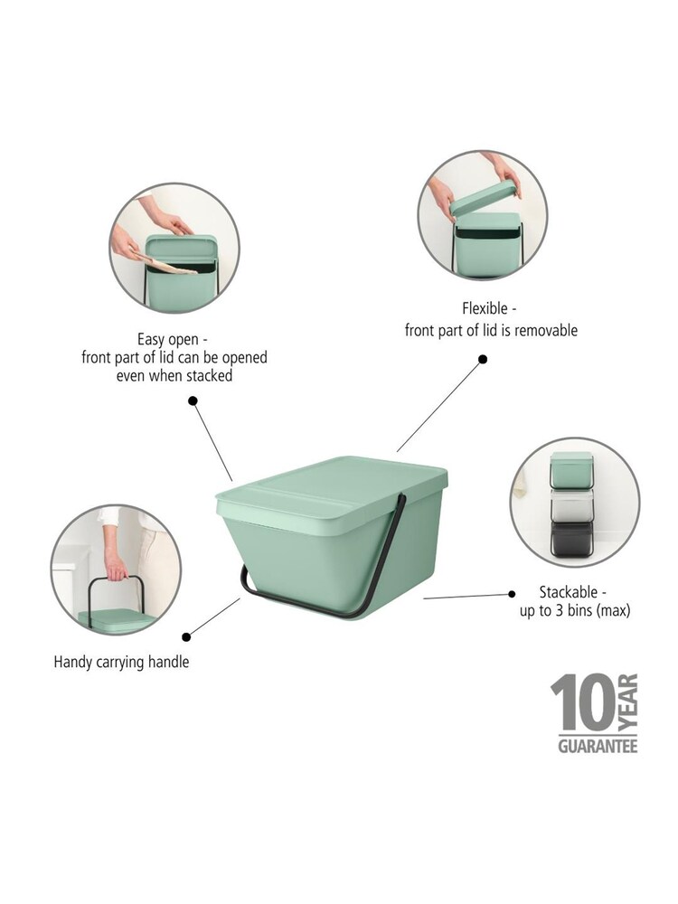 Brabantia Green Stackable Sort & Go Jade Bin - Image 6 of 6