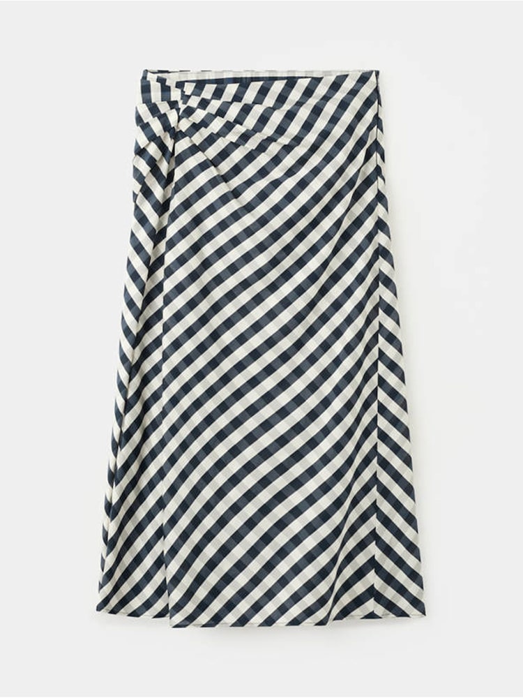 Mango Blue Gingham Midi Skirt - Image 1 of 3