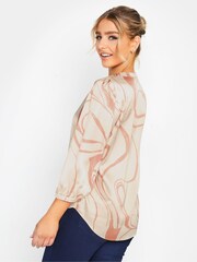M&Co Cream Abstract 3/4 Sleeve Blouse - Image 2 of 4