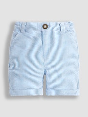 JoJo Maman Bébé Blue Seersucker Stripe Shorts - Image 1 of 3