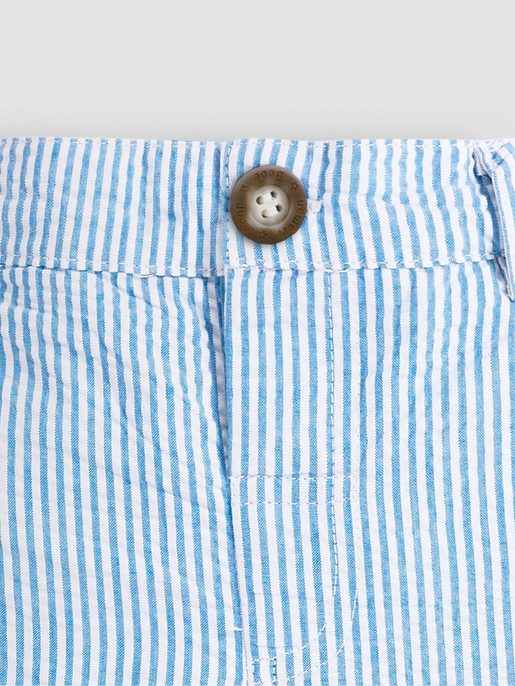 JoJo Maman Bébé Blue Seersucker Stripe Shorts - Image 2 of 3