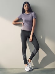 Black Dry Tech Reflective Print Leggings - Image 1 of 8