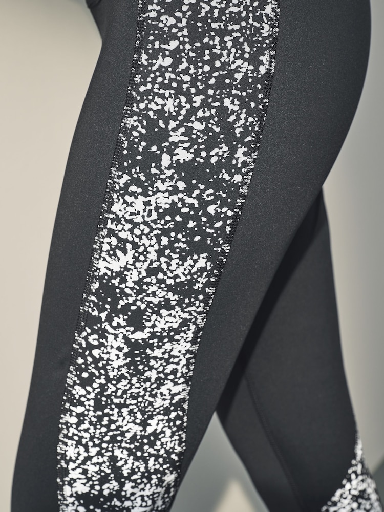 Black Dry Tech Reflective Print Leggings