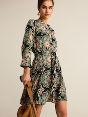 Brown Tie Waisted Mini Shirt Dress - Image 1 of 5