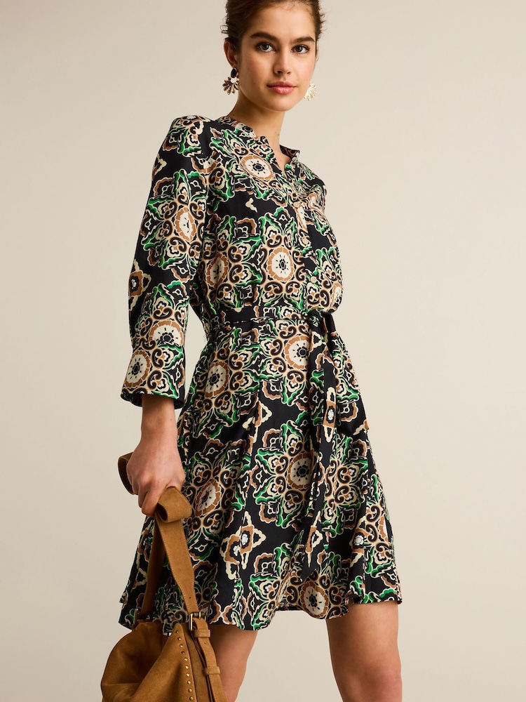 Brown Tie Waisted Mini Shirt Dress - Image 1 of 5