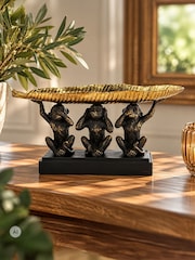 Otters Brook Polyresin Three Monkeys Holding Tray - Image 1 of 2