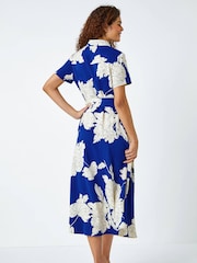 Roman Blue Contrast Floral Print Shirt Dress - Image 2 of 5