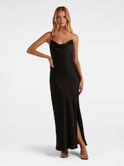 Forever New Black Hannah Diamante Strap Satin Dress - Image 1 of 4