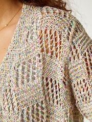 Roman Grey Tape Knit Cotton Blend Cardigan - Image 5 of 5