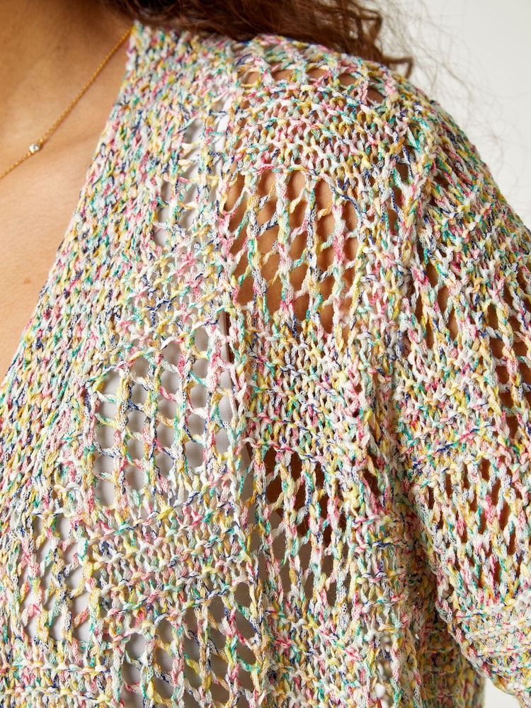Roman Grey Tape Knit Cotton Blend Cardigan - Image 5 of 5
