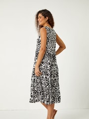 Roman Black Patterned Tiered Smock Midi Dress - Image 2 of 5
