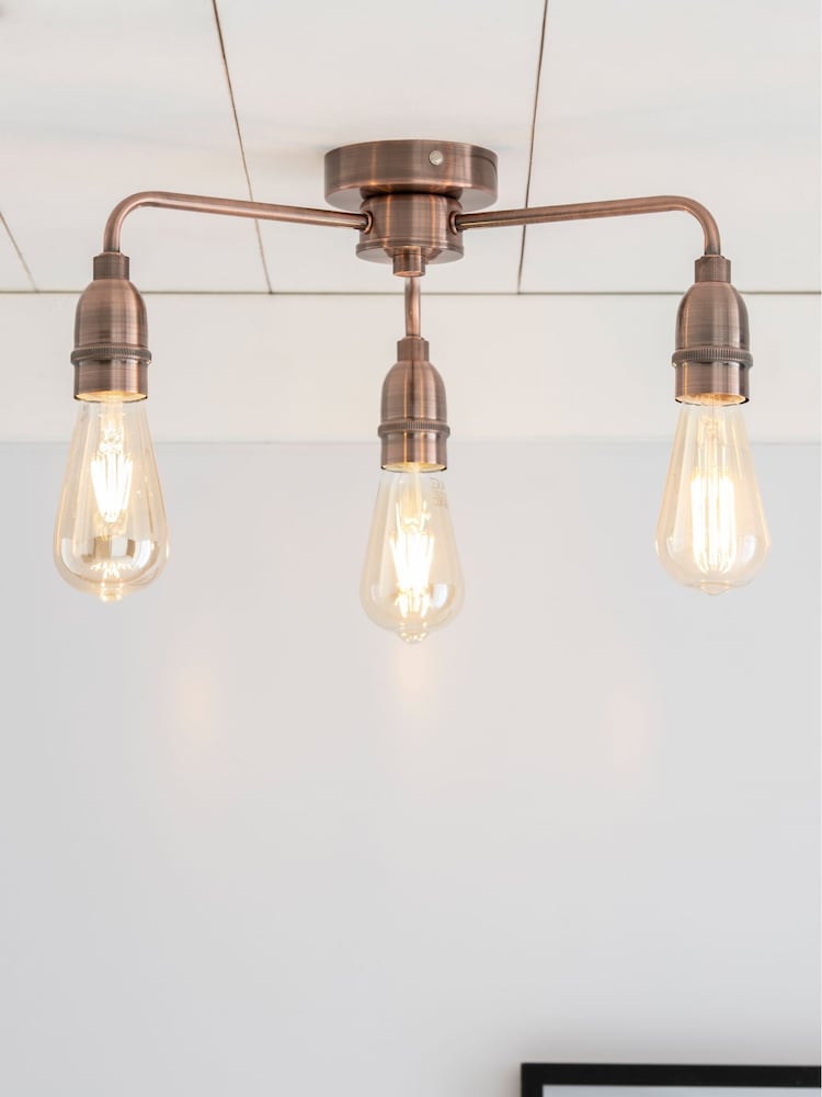 Copper Brooklyn Flush Ceiling Light - Image 1 of 8 Copper Brooklyn Flush Ceiling Light - Image 1 of 8