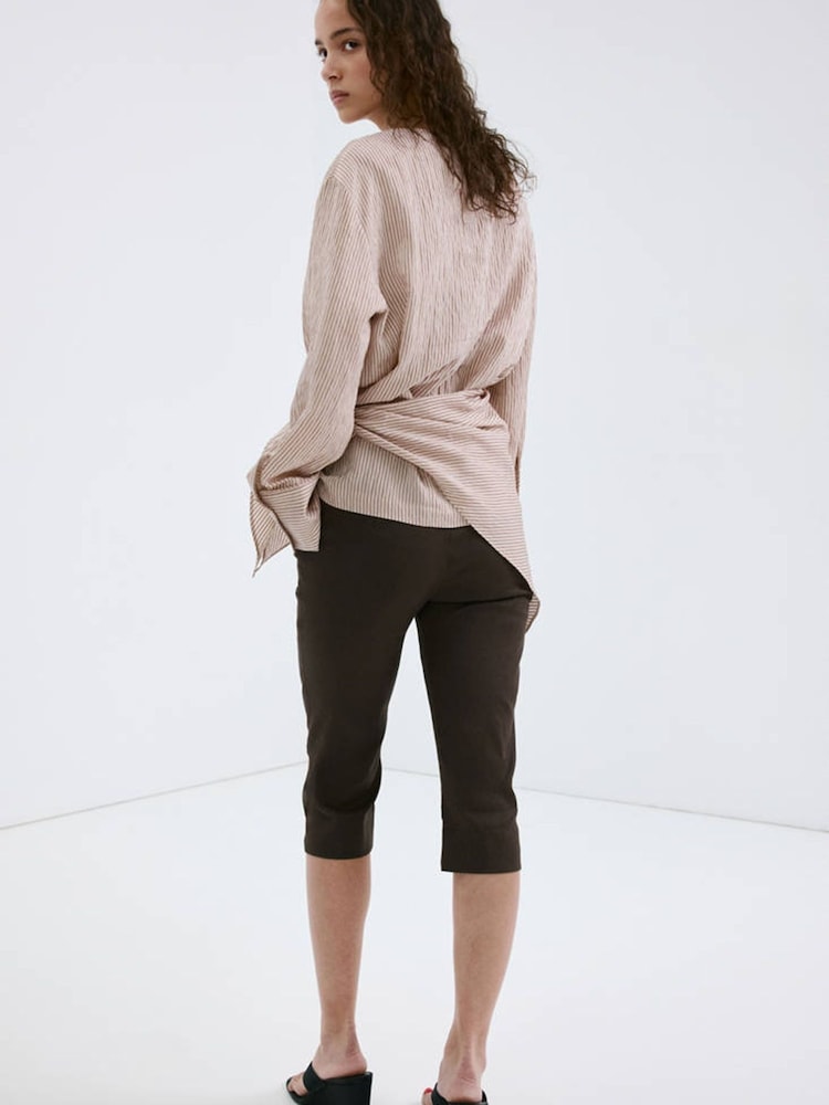 Mango Brown Linen Blend Capri Trousers - Image 2 of 7
