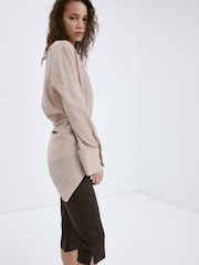 Mango Brown Linen Blend Capri Trousers - Image 4 of 7