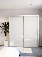 Wiemann Rustic Oak / White Peyton Glass Sliding 2.1m Sliding Semi Fitted Wardrobe - Image 1 of 1