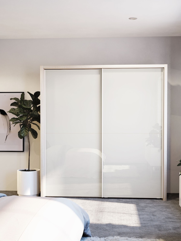 Wiemann Rustic Oak / White Peyton Glass Sliding 2.1m Sliding Semi Fitted Wardrobe - Image 1 of 1