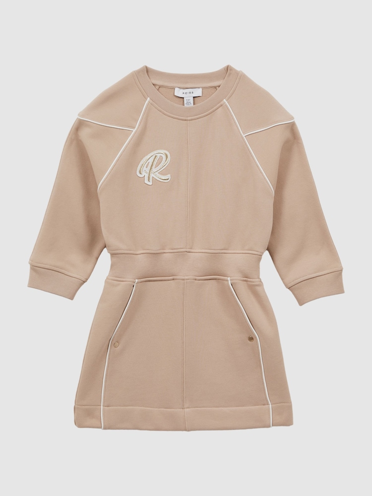 Reiss Camel Jona Junior Embroidered Jersey Dress - Image 2 of 5