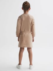 Reiss Camel Jona Junior Embroidered Jersey Dress - Image 4 of 5