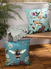 Wylder Blue Midnight Garden Bee Outdoor Cushion - Image 1 of 4