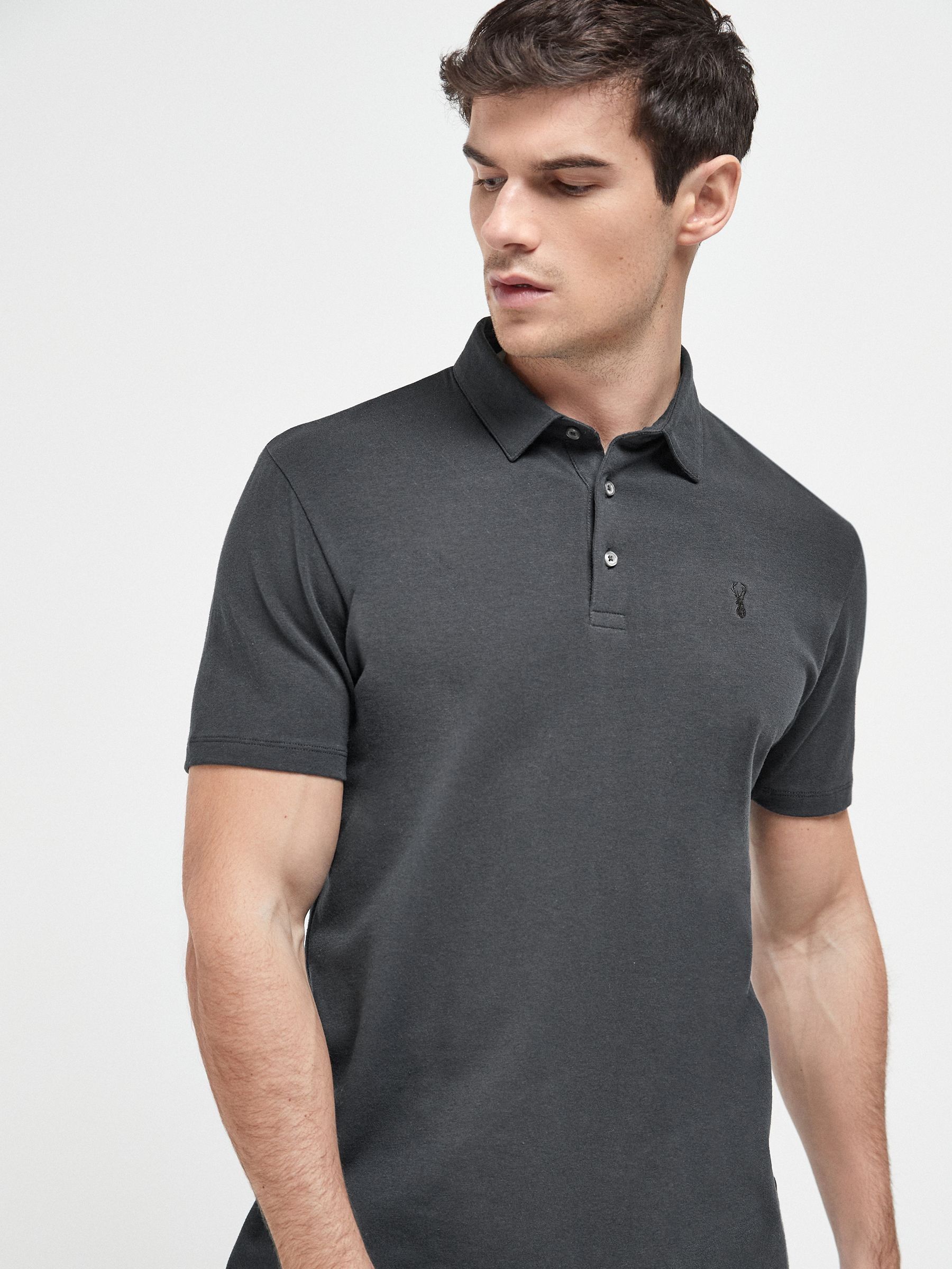Mens Next Blue Grey Black Regular Fit Short Sleeve Jersey Polo Shirts 3 Pack Blue