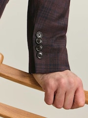 Charles Tyrwhitt Red Check Lightweight Wool Slim Fit Jacket - Image 3 of 5