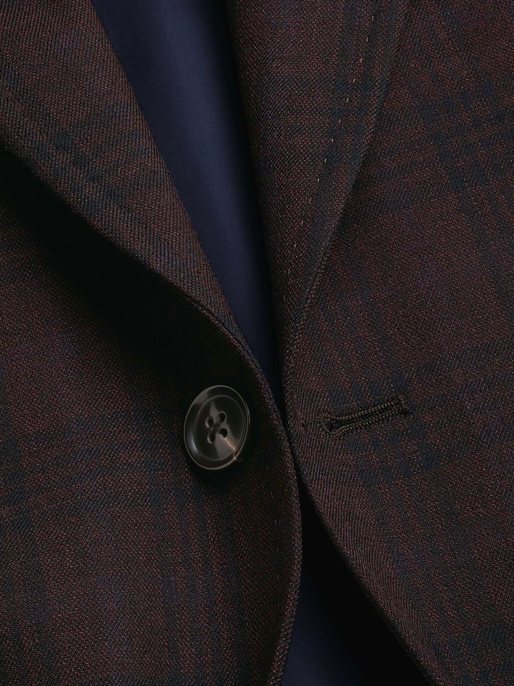 Charles Tyrwhitt Red Check Lightweight Wool Slim Fit Jacket - Image 5 of 5