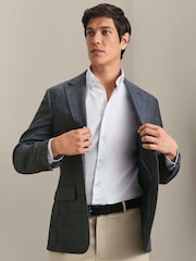 Charles Tyrwhitt Blue Pow Check Wool Texture Slim Fit Jacket - Image 1 of 4