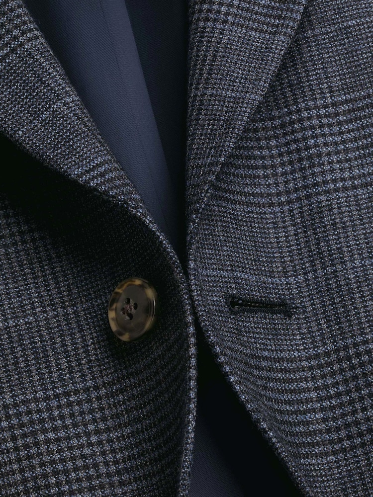 Charles Tyrwhitt Blue Pow Check Wool Texture Slim Fit Jacket - Image 4 of 4 Charles Tyrwhitt Blue Pow Check Wool Texture Slim Fit Jacket - Image 4 of 4