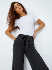 Roman Black Tie Waist Wide Leg Trousers - Image 5 of 6