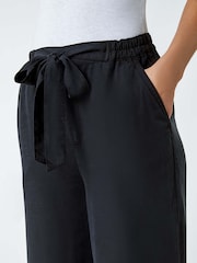Roman Black Tie Waist Wide Leg Trousers - Image 6 of 6