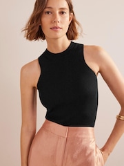 Boden Black Ribbed Racer Vest - Image 1 of 6